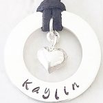 Personalised 30mm Sterling Silver Hoop With Puffy Heart
