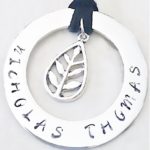 Personalised 40mm Sterling Silver Hoop With Leaf